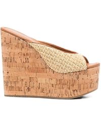 Ermanno Scervino - Woven-Strap Cork-Wedge Sandals - Lyst