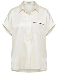 Brunello Cucinelli - Monili-Chain Short-Sleeved Blouse - Lyst