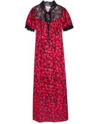 Never Fully Dressed - Lyla Lace Cherry Print Midi Dress - Lyst