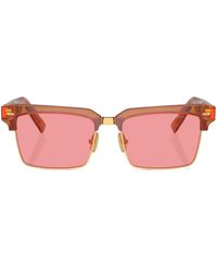 Miu Miu - Logo-Lettering Square-Frame Sunglasses - Lyst