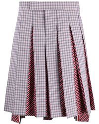 Thom Browne - Check-print Low-rise Pleated Skirt - Lyst