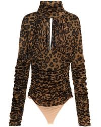 Blumarine - Leopard-Print Ruched Bodysuit - Lyst