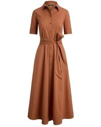 Ralph Lauren - Robe-Chemise Mi-Longue À Taille Ceinturée - Lyst