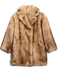 Prada - Shearling Caban Coat - Lyst