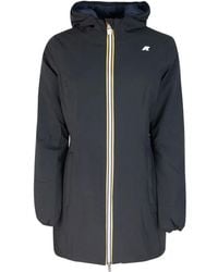 K-Way - Hooded Zip-Front Coat - Lyst