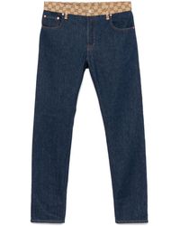 Gucci - Gg Canvas Mid-Rise Tapered Jeans - Lyst