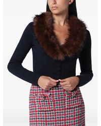 Self-Portrait - Faux-Fur Knit Cardigan - Lyst