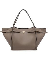 Tod's - Medium Leather Shopping Bag With T Timeless Strap - Lyst
