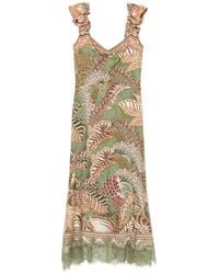 FARM Rio - Foliage-Print Ruffled Midi Dress - Lyst
