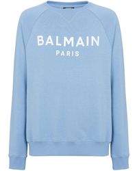 Balmain - Sweater Van Biologisch Katoen Met Logoprint - Lyst