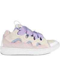 Lanvin - Curb Lace-Up Perforated Sneakers - Lyst