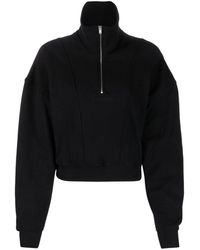 Saint Laurent - Cropped Panelled Sweatshirt - Lyst