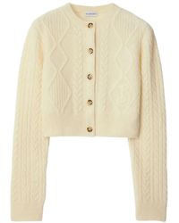 Burberry - Cropped Aran-Knit Cardigan - Lyst