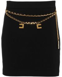 Elisabetta Franchi - Stretch Crepe Miniskirt With Belt - Lyst