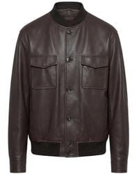Slowear - Button-Up Leather Jacket - Lyst