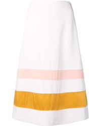 Marni Falda acampanada con detalle de rayas - Blanco