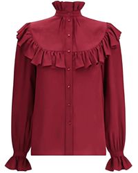 Saint Laurent - Silk Blouse With Ruffles - Lyst
