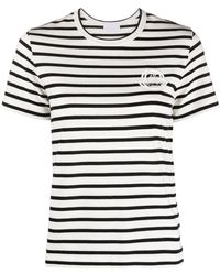 Moncler - T-shirt rayé à logo brodé - Lyst