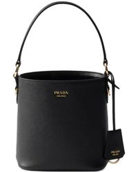 Prada - Saffiano-Leather Mini Bucket Bag - Lyst