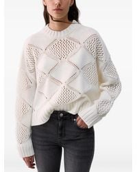 Liu Jo - Crystal-Embellished Open-Knit Sweater - Lyst