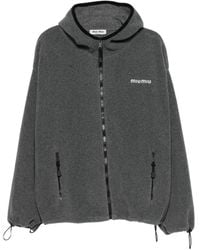 Miu Miu - Logo-Appliqué Cropped Hoodie - Lyst
