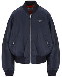 Prada - Logo-Plaque Bomber Jacket - Lyst
