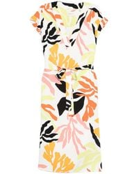 GANT - Palm-Print V-Neck Midi Dress - Lyst