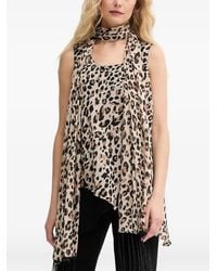 Joseph Ribkoff - Animal-Print Fringed Top - Lyst