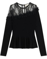 Blumarine - Lace-Panel Peplum Sweater - Lyst