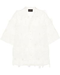 Simone Rocha - Neutral Floral-embroidered Tulle Shirt - Lyst