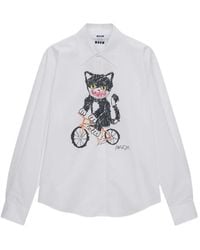 MSGM - Overhemd Met Kattenprint - Lyst
