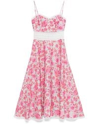 Nissa - Floral-Print Linen Midi Dress - Lyst