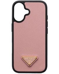 Prada - Triangle-Logo Leather Phone Case Iphone 17 - Lyst