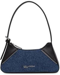 KARL LAGERFELD - Rebel Denim-Panelled Zip-Detail Tote Bag - Lyst