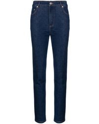 Moschino Jeans - Logo-engraved High-waisted Skinny Jeans - Lyst