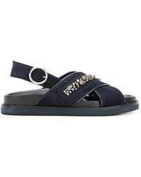 Max Mara Diamonte Crossover Strap Sandals - Blue