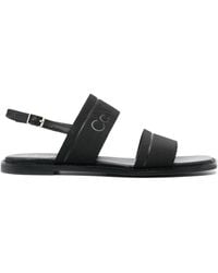 Calvin Klein - Debossed-Logo Leather Sandals - Lyst