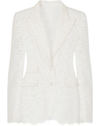 Dolce & Gabbana Blazer à fleurs en dentelle - Blanc