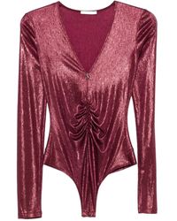 Patrizia Pepe - V-Neck Long-Sleeve Bodysuit - Lyst