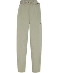 Brunello Cucinelli - Stretch Cotton Gabardine Baggy Belted Pull On Pants - Lyst