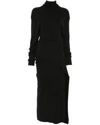 Lanvin - Ribbed-Knit Turtleneck Asymmetric Dress - Lyst