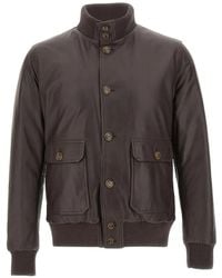 Barba Napoli - Vermont Ribbed-Knit Trim Leather Jacket - Lyst