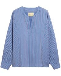 Momoní - Prickly Gestreepte Blouse Met V-Hals - Lyst