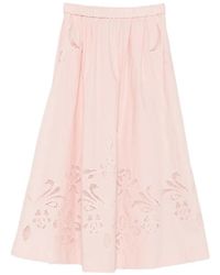 forte_forte - Broderie-Anglaise Cotton Midi Skirt - Lyst