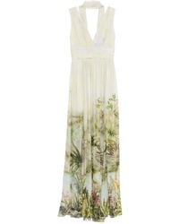 Elie Saab - プリント シフォンロングドレス - Lyst