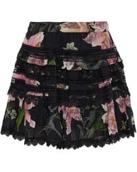 AllSaints - Zora Floral-Print Tiered Mini Skirt - Lyst