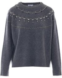Liu Jo - Wool Sweater With Jewel Embroidery - Lyst
