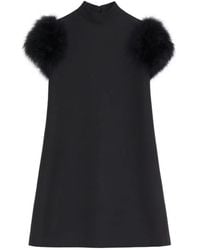 Valentino Garavani - Short Crepe Couture Dress With Feathers - Lyst