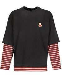we11done - Heart Teddy Layered-Sleeve Bear-Patch T-Shirt - Lyst