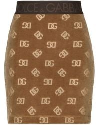 Dolce & Gabbana - Allover Logo Cotton Mini Skirt - Lyst